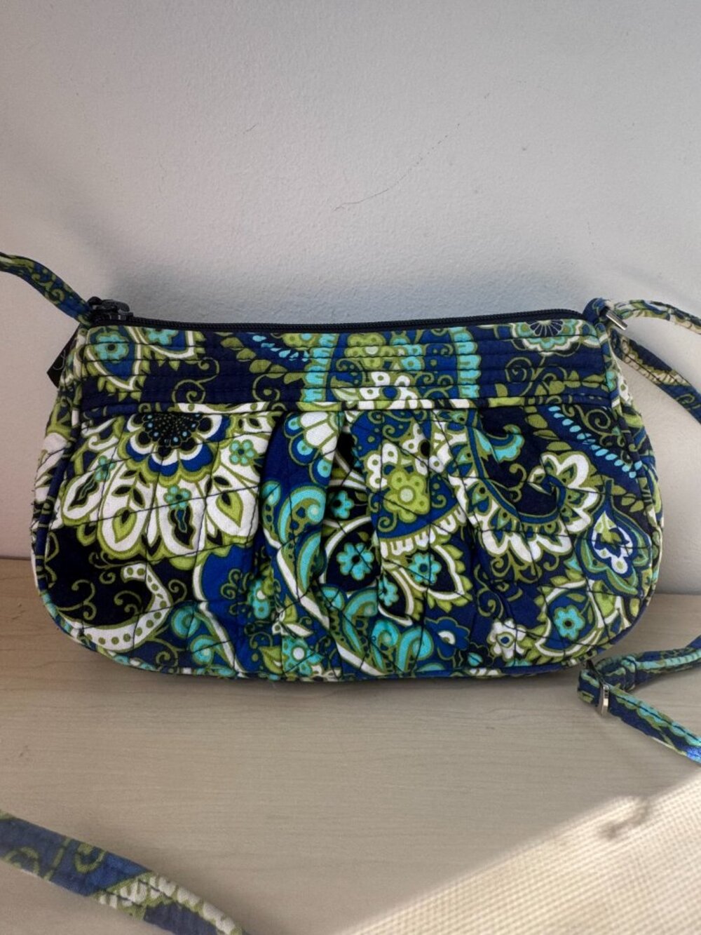 Vera Bradley Frannie Baguette Crossbody – Blue Green Paisley Y2K 🔥